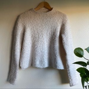 aerie White Knit Cropped Sweater - Mock-Neck - Size M - Fluffy and Warm